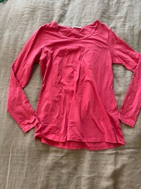 Peruvian Connection Long Sleeve Scoop Neck Women's Top - red/pink